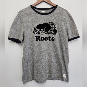 Roots Gray T-Shirt with Black Trim